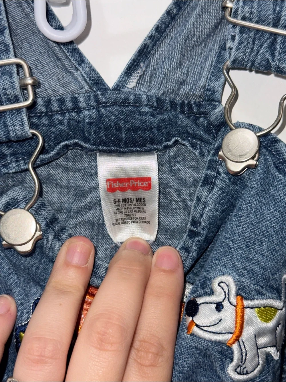 Fisher-Price Blue Denim Shortall Overalls with Truck & Dog Patch